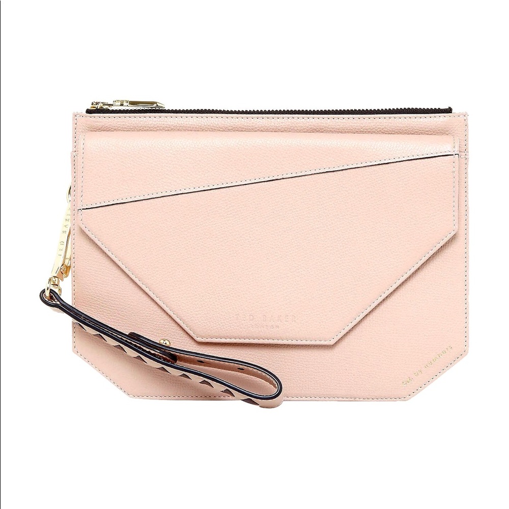 Ted Baker CASSIS Leather Clutch Bag Blush Pink